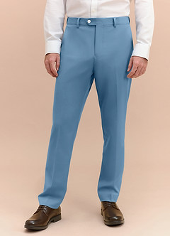 front James Steel Blue Structured Stretch Dress Pants