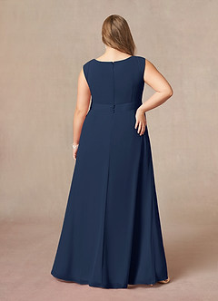 Azazie Bettina Mother of the Bride Dresses Dark Navy A-Line Lace Chiffon Dress image2