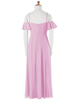 Azazie Juna Junior Vestido de Rosa Caramelo de Gasa de Corte en A con Vestidos sin tirantes image7