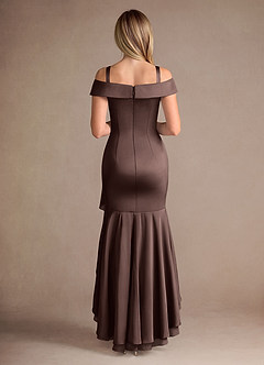 Azazie Billings Mother of the Bride Dresses Ganache Mermaid Off the Shoulder Stretch Satin Dress image8
