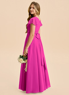 Azazie Cady Junior Fuchsia A-Line Pleated Chiffon Dress image6