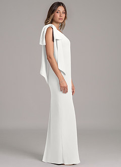 Azazie Capri Bridesmaid Dresses White A-Line One Shoulder Chiffon Dress image3