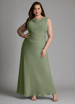 Azazie Kieryn Bridesmaid Dresses Pistachio Mermaid Pleated Chiffon Dress image7