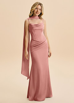 Azazie Sorrel Junior Robe Sirène en Satin extensible Drapé Rosette image5