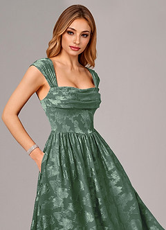 Azazie Hazel Jurken voor bruidsmeisjes Jurk van Bloemen Burn-out met A-Lijn Korset Eucalyptus image2