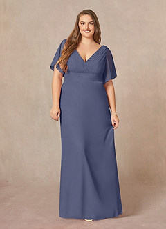 Azazie Alessa Mother of the Bride Dresses Stormy A-Line V-Neck Pleated Chiffon Dress image7