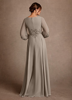 Azazie Yorba Abiti per la Madre della Sposa Abito A-Line in Chiffon Pizzo Taupe image3
