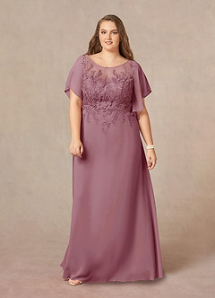 Azazie Faviola Mother of the Bride Dresses Vintage Mauve A-Line Boatneck sequins Chiffon Dress image7