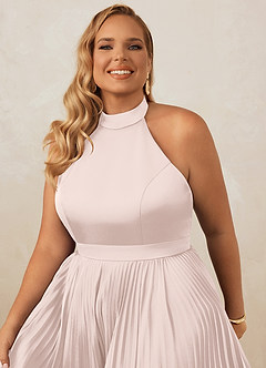 Christian Siriano Bridal for Azazie 1007 Bridesmaid Dresses Blushing Pink A-Line Pleated Stretch Satin Dress image14