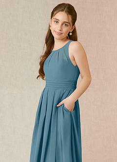 Azazie Bibiane Junior Bermuda A-Line Pleated Chiffon Dress image7