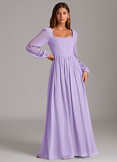 Azazie Maree Bridesmaid Dresses Lilac A-Line Corset Chiffon Dress image3