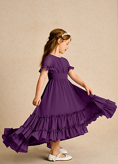 Azazie Kass Blumenmädchenkleider A-Linie Plissee Chiffon Kleid Traube image5