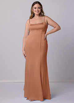 Barbie ♥ Azazie Robes de demoiselle d'honneur Robe Sirène en Satin extensible Arc Bronze image9