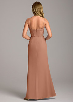 Azazie Chantel Jurken voor bruidsmeisjes Converteerbaar Jurk van Chiffon met Kolom Strapless Bronzeertint image6