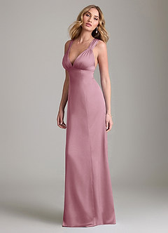 Azazie Cemion Bridesmaid Dresses Vintage Mauve A-Line Stretch Satin Dress image5