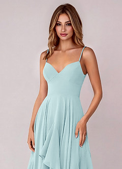 Azazie Zaina Brautjungfernkleider A-Linie Chiffon Kleid Seegrün image2