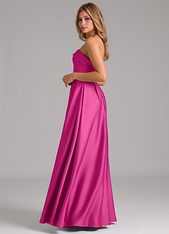 Azazie Lucienne Brautjungfernkleider Wandelbar A-Linie Schulterfrei Stretch-Satin Kleid Fuchsia image3