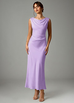 Azazie Kieryn Bridesmaid Dresses Lilac Mermaid Pleated Stretch Satin Dress image1