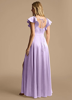 Azazie Bondi Bridesmaid Dresses Lilac A-Line Bow Metallic Satin Dress image3