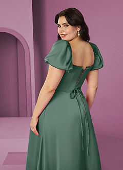 Barbie ♥ Azazie Robes de demoiselle d'honneur Robe Trapèze en Satin extensible Rayé Eucalyptus image8
