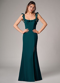 Azazie Callie Bridesmaid Dresses Pine Mermaid Side Slit Chiffon Convertible Dress image1