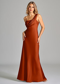 Azazie Celina Vestidos de damas de honor Vestido de Pimenton de Satén Elástico de Corte Recto con Vestidos sin tirantes image3