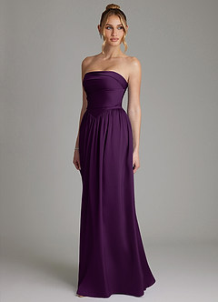 Azazie Zena Bridesmaid Dresses Grape A-Line Strapless Stretch Satin Dress image5
