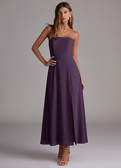Azazie Wren Bridesmaid Dresses Plum A-Line Strapless Chiffon Dress image5
