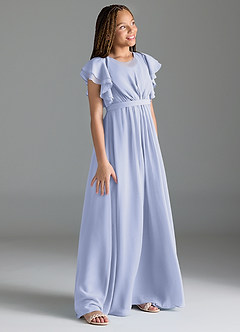 Azazie Daphne Junior A-Linie Plissee Chiffon Kleid Lavendel image3