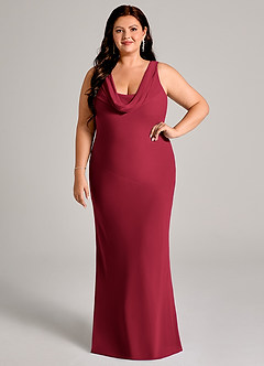 Azazie Rylina Bridesmaid Dresses Burgundy Mermaid Pleated Chiffon Dress image1