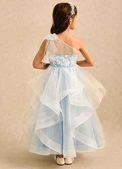 Azazie Zoey Blumenmädchenkleider Ballkleid Spitze Tüll Kleid Himmelblau image2