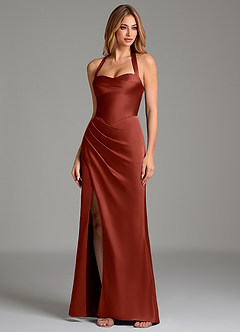 Azazie Serenity Bridesmaid Dresses Terracotta Mermaid Sweetheart Neckline Stretch Satin Dress image4