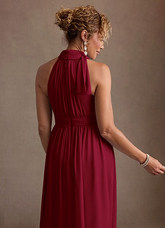 Azazie Antoinette Mother of the Bride Dresses Burgundy A-Line Pleated Chiffon Dress image7