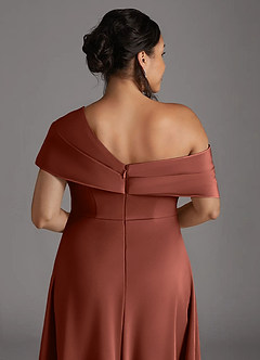 Azazie Milton Abiti per la Madre della Sposa Abito A-Line in Raso Elasticizzato Plissettato Auburn image10