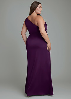 Azazie Akilah Brudtärnklänningar Klänning av Sjöjungfru i Stretch Satin One-shoulder Druva image9