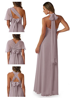 Azazie Fifi Bridesmaid Dresses A-Line Convertible Chiffon Floor-Length Dress image8