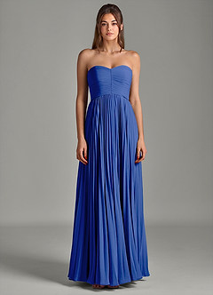 Azazie Chiana Abiti da Damigella Abito A-Line in Chiffon Senza Cinturino Blu Reale image5