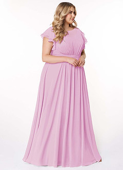 Azazie Daphne vestidos de dama de honor modestos Vestido de Corte en A Volantes Hasta el suelo Gasa image10