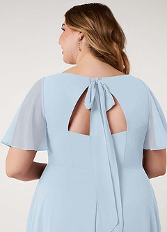 Azazie Kimber Vestidos de damas de honor Vestido de Neblina de Gasa de Corte en A con Manga volante image14