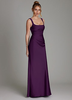 Azazie Agustina Bridesmaid Dresses Grape Mermaid Corset Stretch Satin Dress image4