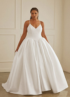 Christian Siriano Bridal for Azazie 2005 Wedding Dresses Basque Waist Crepe Back Satin and Mikado Ball Gown image9