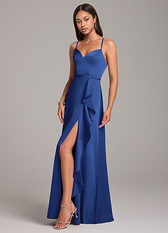 Azazie Naeem Bridesmaid Dresses Royal Blue A-Line Stretch Satin Dress image3