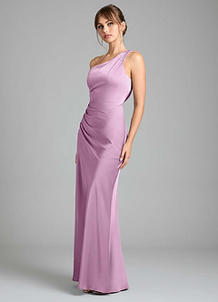 Azazie Madelyn Robes de demoiselle d'honneur Robe Sirène Convertible en Satin extensible Une épaule Glycine image6