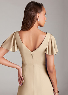 Azazie Soren Brautjungfernkleider A-Linie Gestreift Chiffon Kleid Champagner image7