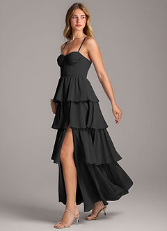 Azazie Alanna Bridesmaid Dresses Black A-Line Sweetheart Neckline Chiffon Dress image4