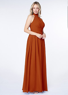 Azazie Iman Brautjungfernkleider A-Linie A-Linie Gerüscht Chiffon Kleid Paprika image3