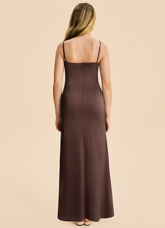 Azazie Rosalia Junior Ganache Sheath Pleated Stretch Satin Dress image2