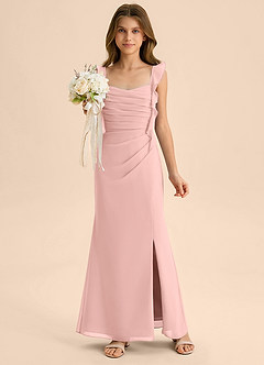 Azazie Jessamine Junior Rosette Mermaid Sweetheart Neckline Chiffon Dress image1