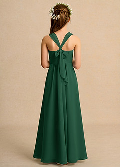 Azazie Tater Junior Formal Flower Girl Dresses Dark Green A-Line Pleated Chiffon Dress image2