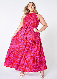 Endless Vacay Hot Pink Print Halter Maxi Dress image8